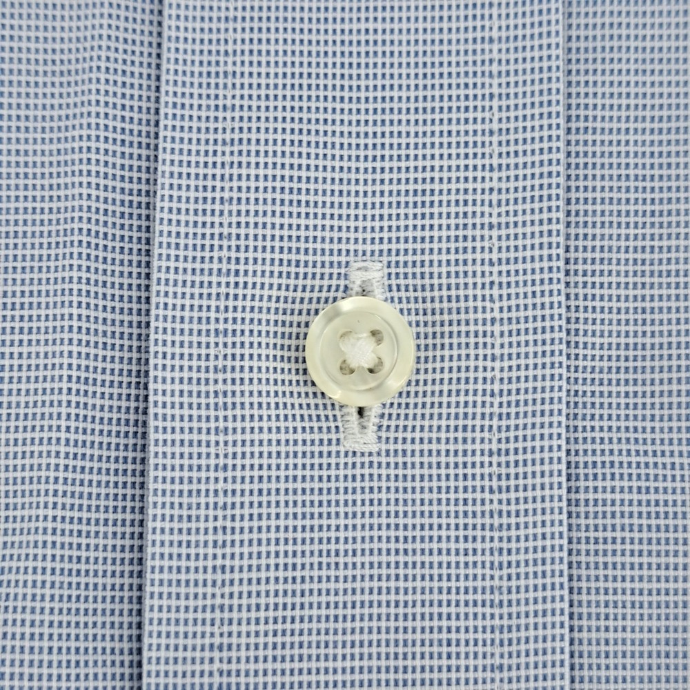 Paul Fredrick Non-Iron Dobby Dress Shirt Mens 16.5-35 Cotton Blue French Cuff - Picture 5 of 9